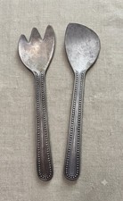 Vintage Wilton Armetale Pewter RWP Beaded Edge Salad Servers Set picture