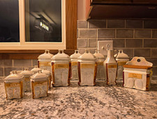 Antique 1920s White Block Germany Pearl Lusterware Porcelain Canister &Spice Set picture