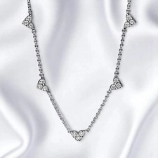 Heart Station Simple Triple Diamond Chain 18