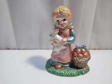 K's Collection Little Girl Holding Rabbit With Basket Spring Easter Figurine picture