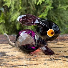 Purple Glass Rabbit Figurine Blown Sculpture | Easter Bunny Collectible Gifts picture