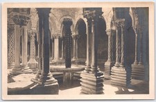Vintage Monreale Cloister Columns Postcard Palermo Italy Sepia Tone picture