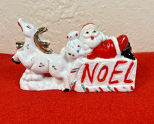 Vintage NOEL Ceramic Christmas Figurine Santa Reindeer Decor Repainted? 4