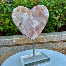 6.12LB  Natural Rose Quartz Heart - Pink Purple Crystal Love Stone Healing picture