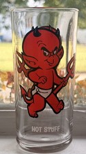 Harvey Cartoons Hot Stuff Devil Clear Glass Tumbler Red Black White picture