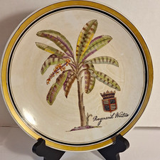 Raymond Waites Palm Tree Collector Plate Gold Rim White Green Round Decorative picture