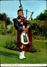 Piper in Kilt in Wallace Tartan Valentine's Dundee Spain ca.1960s Continental PC picture