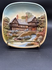 Chalkware 3D wall plaque depicting an English cottage scene by Legend Products picture