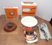 Vintage NOS Sanko Ware Show Pans 1 Qt Saucepan & Lid Orange Poppy Japan 80's picture