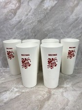 Nasco Greetings Vintage 6” Plastic Tumblers Cups Set Of 6 Christmas picture
