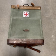 VTG Swiss Army Medic Backpack Canvas Leather Rucksack Medical Bag 1958 1967 picture