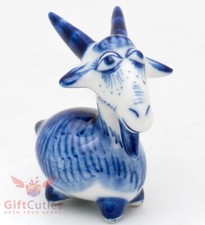 Porcelain gzhel Goat figurine handmade Гжель picture