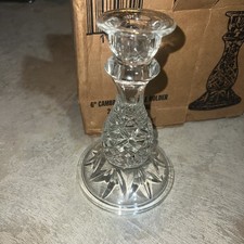 Home Interiors Crystal Cambridge Candle Holders New in Box 6in  picture