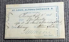 1858 St. Louis, Alton & Chicago R.R. Railroad Pass – Pre Civil War picture