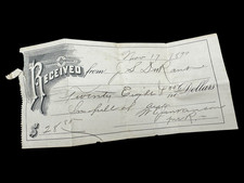 Payment Receipt 1899 Paper Orginal Bank Note Recieved picture