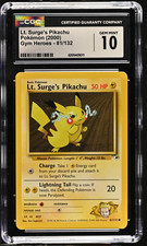 Pokemon TCG Lt. Surge's Pikachu Gym Heroes 81/132 CGC 10 Gem Mint picture
