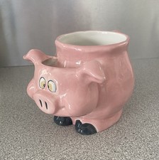 Vintage BELLA CASA BY GANZ Chester Pink Pig Ceramic Mug In Excellent Condition picture