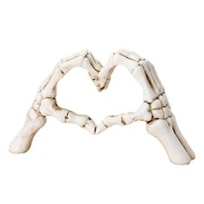 White Gothic Skeleton Bone Heart Hand Sculpture Unique Love Decoration Art picture