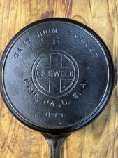 Fully Restored 1920s Griswold #6 LBL Cast Iron Skillet  With Heat Ring picture
