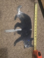 Antique Edwardian Black Metal Cat Bird & Rodent Scarer W/ Marble Eyes And Stake picture