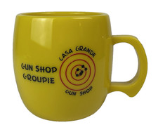 Vintage Casa Grande Gun Shop Groupie 8oz Coffee Cup Mug Melamine Yellow USA picture