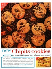 1963 Nabisco Chipits Cookies Vintage Print Ad Chocolate Chip Pecan Home Made picture
