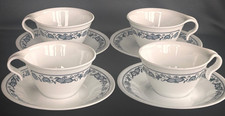 VTG CORELLE CORNING OLD TOWN BLUE ONION COFFEE CUP & SAUCER 4 SETS w HOOK HANDLE picture