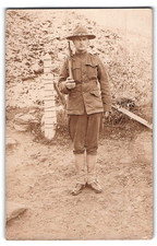 Early 1900's RPPC, U.S. Army Infantry Soldier w/ Rifle, Early Uniform & Campaige picture