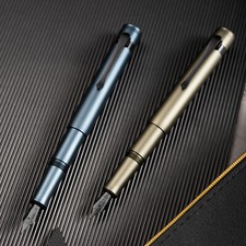 Hongdian M2 Mini Short Fountain Pen EF/F/M/ Long Blade Nib, Aluminum Travel Pen picture