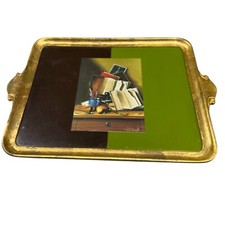 Vintage Vietri Wood Florentine Tray Excellent Condition Books Desk Gold Trim picture
