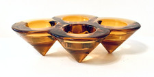 Vintage Geneva, Northern Lights, Amber Glass, Candleholder - Holds 4 tealights picture