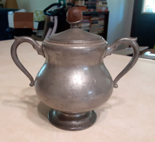 Vintage Royal Holland Pewter Daalderop Lidded Sugar Bowl Double Handles Antique picture