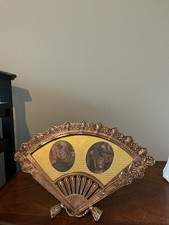 vintage ornate brass or bronze folding-fan picture frame, of Hollywood Regency picture