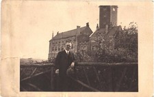 Eisenach Germany Wartburg Castle Man RPPC Real Photo Postcard 1930s picture