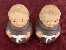 VINTAGE Goebel Friar Tuck Rosy Cheeks Set of 2 Salt & Pepper Shakers, W. Germany picture