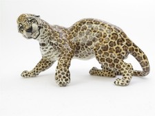 Vintage Behrens Nymphenburg Painted Porcelain Fighting Leopard Figurine No. 142 picture