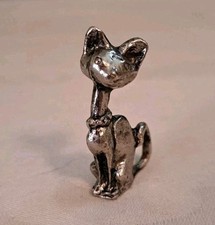 Miniature Pewter Cat Kitty Figurine 1.5 Inch picture