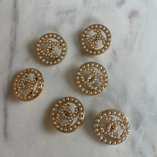 STAMPED lot of 6 Designer Gold Pearl Button 24mm picture