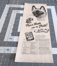 1949 Puss N Boots Cat Food Siamese Cat Kitten Liveliness Ball of Yarn Print Ad picture