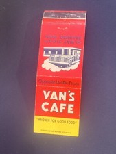 Vintage Minnesota Matchbook “Van’s Cafe” Brainerd picture