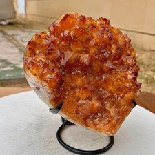 7.8LB  TOP Natural citrine geode quartz crystal cluster loving heart+stand picture
