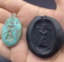 Beautiful Old Ancient Roman Historical STORY Scene Intaglio Torquiest Stone Amul picture