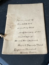 1897 Handwritten Anniversary Poem Booklet  Victorian  Ephemera picture