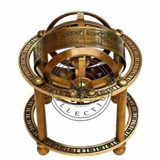 Antique Brass Armillary Sphere With Arrow Nautical Maritime Engraved Globe picture