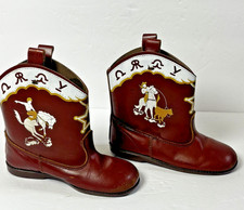 Vtg 1950's Sears Kids Children’s Red Leather Cowboy Boots Western Costume Prop picture