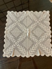 Vintage Square Crochet Doily Ecru 18 1/2 x 18 1/2 picture