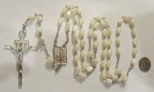 1986 vintage religious catholic Pax Assisi Summit rosary moon stone beads 54573 picture