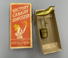1920s Victory CANARY Songster Brass BIRD WATER WHISTLE Toy Box Elkton MD Antique picture