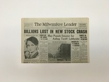 NEWSPAPER REPRINT - 1929 - Billions Lost in New Stock Crash picture