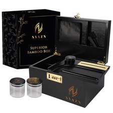 Stash Box Large - Smell Proof Bamboo Box with Rolling Tray - Storage Wood Box picture
